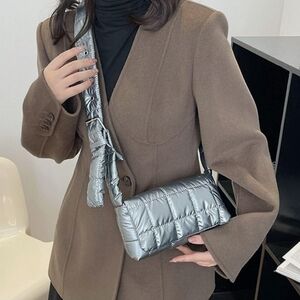 Brand new silver puffer purse bag